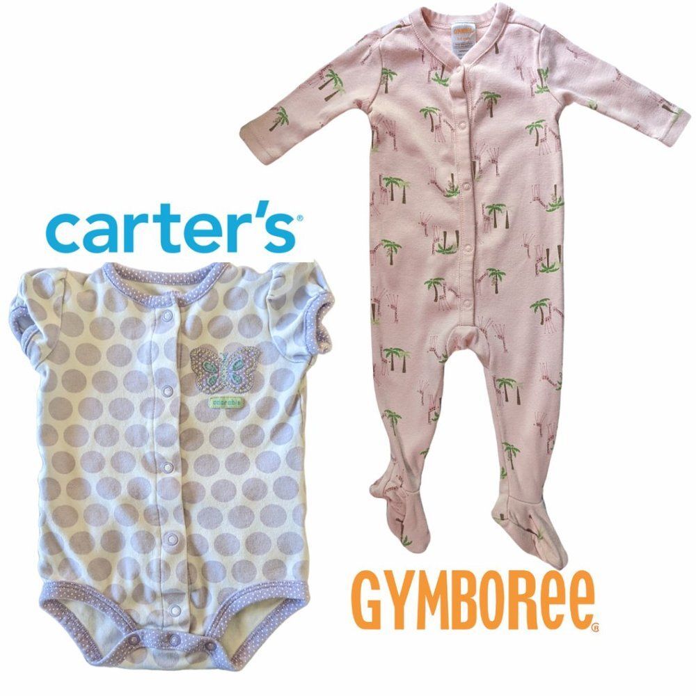 Carter & Gymboree Baby Purple & Pink Bodysuit Set, 3-6 Month